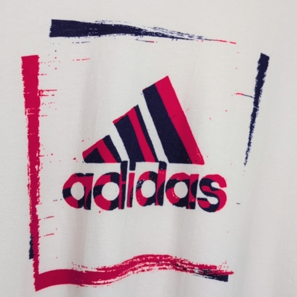 Adidas Men's White T-Shirt with Red and Blue Logo - Picture 6 of 8